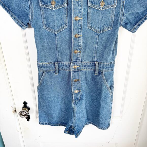 Lioness Denim U Know What’s Up Romper Micro Shorts Streetwear Baddie NEW Medium - Picture 5 of 12